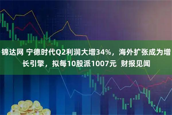 锦达网 宁德时代Q2利润大增34%，海外扩张成为增长引擎，拟每10股派1007元  财报见闻